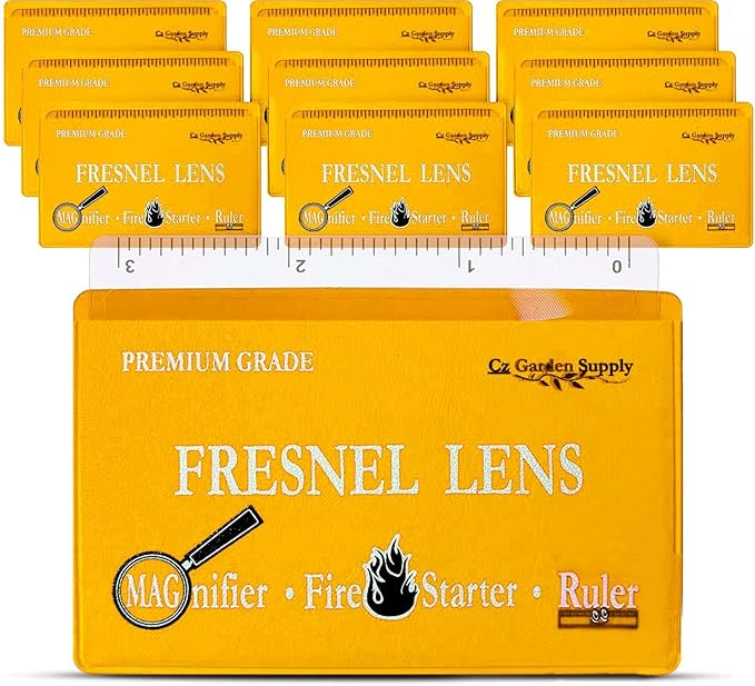 Fresnel Lens 4X Magnifier Pocket Wallet Credit Card Size • Ruler - Unbreakable Plastic for Home Office Classroom & Outdoor EDC Survival Kit Bushcraft (10 pack Ruler/Magnifier - Yellow)