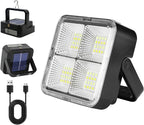 1 PCS Portable LED Camping Light, Solar Charging,USB Rechargeable Light, Black, 500 Lumen, Waterproof, Modern Style, Outdoor Use