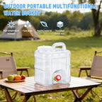 2.6 Gallon Water Jug, 10L Portable Water Container with Spigot, Cleaning Brush, Detachable Hose, BPA-Free Camping Hydration Canteen, Outdoor Tank Storage PC- Clear