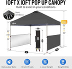 CROWN SHADES 10x10 Pop up Canopy Tent Instant Canopy with 150D Silver Coated Fabric Including 2 Half Sidewalls, 4 Ropes, 8 Stakes, 4 Weight Bags, STO 'N Go Bag, Grid Grey