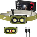 Mossy Oak 600 Lumens Rechargeable Headlamp, Lightweight LED Headlight with White & Red Light, Waterproof Head Lamp with Non-Slip Band, Dimmable & Memory Function for Camping, Hunting, Valentine's Day