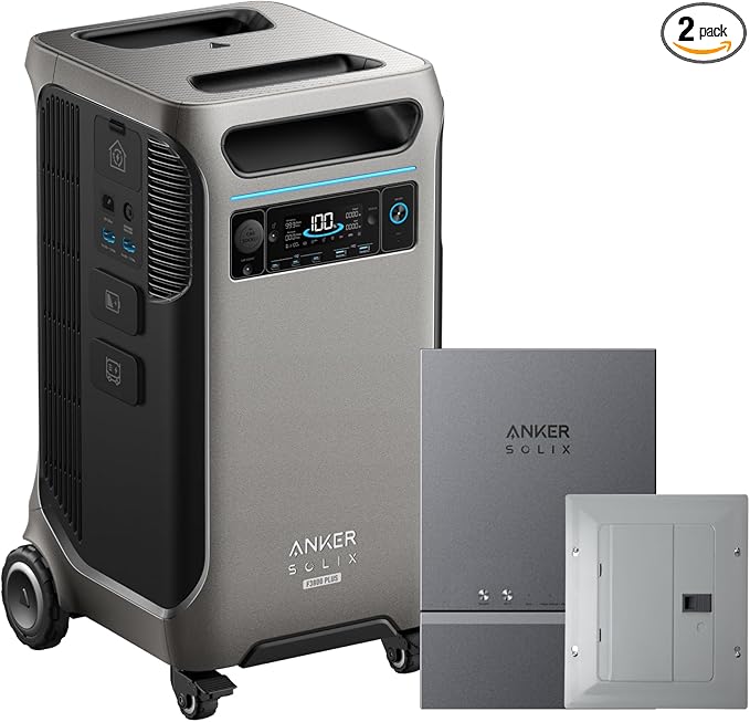 Anker SOLIX F3800 Plus Portable Power Station with Home Power Panel, 3840Wh, 6000W AC Output, 120V/240V, Generators for Home Use, Instant Backup, Works with Generator, For Power Outage and Emergencies
