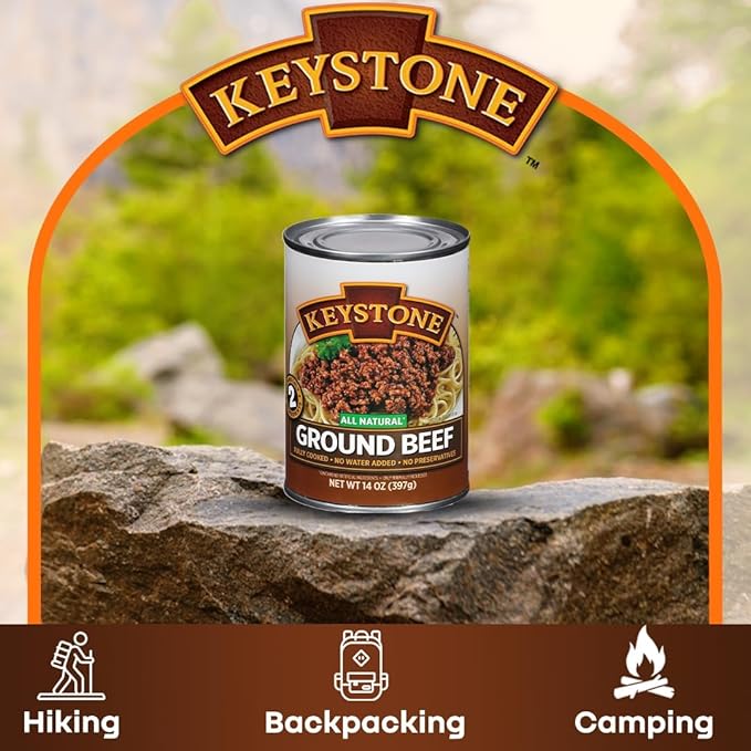 Keystone All Natural Sampler 5-Can Variety Canned Meat Pack | Heat and Serve Meat – (Beef, Chicken, Pork, Turkey (14.5 oz) & Ground Beef (14 oz) | Fully Cooked, Ready to Eat Canned Meat for Everyday Meals, Emergency, Camping, Pantry Staple 5 Years Shel...