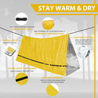 1-Pack Survival Life Tent - 1Person Mylar Shelter, Tube Tent with Paracord, All-Weather for Camping, Hiking, Survival Kits-Yellow