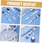 Yardwe 5sets Portable Camping Cutlery Stainless Steel Utensils Fork Spoon and for Bbq Picnic and Outdoor Cooking Compact and Easy to Carry Tableware