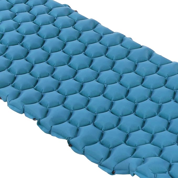Camping Sleeping Pad Mat | 40D Nylon Fabric & TPU Laminate | Inflatable Cushion Mattress for Tent/Hiking/Travel | 2 - Way Valve, 700g Lightweight (Peacock Blue)