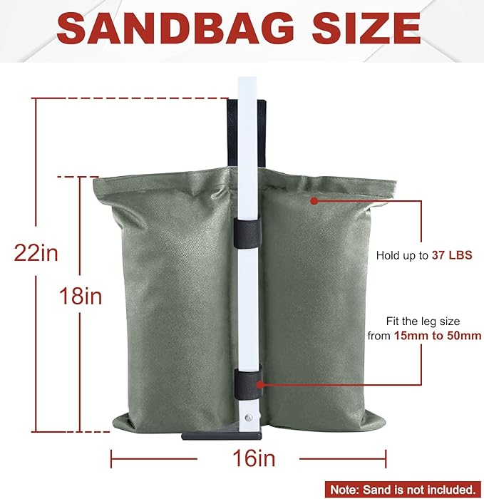 ABCCANOPY Canopy Weights 150 LBS Tent Sand Bags,4-Pack Gray (Without Sand)
