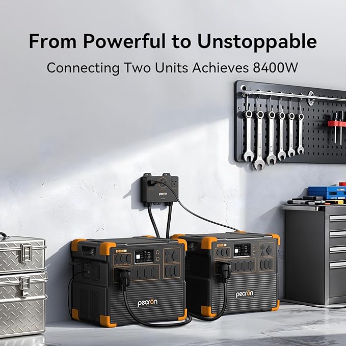 PECRON Portable Power Station E3800 LFP with 2x300W Solar Panels, 3840Wh LiFePO4 Battery Backup, 4200W Solar Generator, Expandable to 53.76kWh Power Station, Fast Charging for Home Emergency, Camping