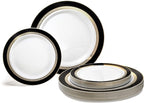 OCCASIONS 50-Piece Plastic Plates Set for 25 Guests – Heavy Duty Disposable Dinner & Dessert Plates, BPA-Free,Fancy Party/Wedding Dinnerware, Ritz Black & Gold