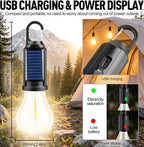 4-Pack Solar Camping Lantern, Portable LED Solar USB Rechargeable Lantern Flashlight Emergency Hanging Light for Indoor Outdoor Home Power Outages Hiking Hurricane (4)