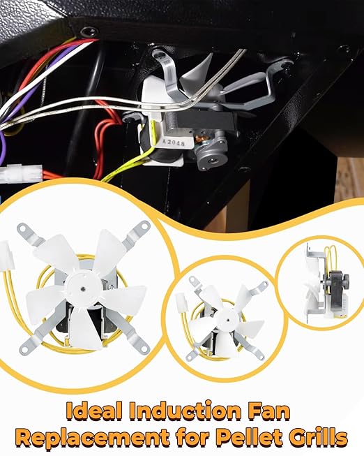 JZW-Shop Upgraded Induction Fan Replacement for Traeger, Pit Boss, Camp Chef Wood Pellet Grills, Sam's Club/Z Grills Pellet Grills, Grill Replacement Parts, AC120V 60Hz, Silver, IFRP01