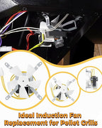JZW-Shop Upgraded Induction Fan Replacement for Traeger, Pit Boss, Camp Chef Wood Pellet Grills, Sam's Club/Z Grills Pellet Grills, Grill Replacement Parts, AC120V 60Hz, Silver, IFRP01
