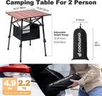 Odoland Folding Camping Table, Adjustable Height Large Portable Picnic Table with Storage Bag for Outdoor Camp, Cooking, Beach, Travelling, Backyards, Fishing