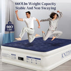 Air Mattress Queen with Built-in Pump, Blow Up Mattress with Soft Flocked Top, Leakproof Inflatable Mattress, Foldable Waterproof Air Bed for Home, Guests, Camping, with Storage Bag