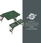 Picnic TIME Portable Folding Picnic Table with Seats for 4, Collapsible Aluminum Table with Benches & Umbrella Hole, Lightweight Foldable Table for Camping, Travel, Backyard, Tailgating | with Umbrella Hole