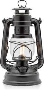 Feuerhand Outdoor Kerosene Fuel Lantern, German Made Weather Resistant Baby Special 276 Galvanized Hurricane Lamp for Camping or Patio, 10 Inches, Matte Black