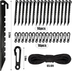 33Pcs Inflatable Stakes and Tether, Heavy Duty Plastic Tent Stakes with Hooks for Inflatables Spikes Replacement Halloween Christmas Holiday Inflatable Decoration Accessories for Garden Home Lawn