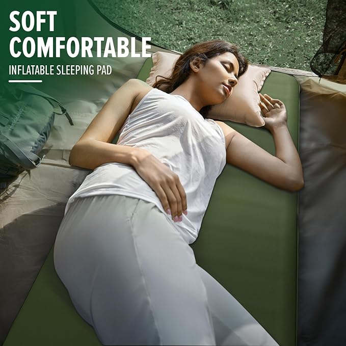 SKYEMAC Self-Inflating Memory Foam Sleeping Pad - Single Pad, Built-in Pump, R-Value 13, 78''x29''x4'', Fast Inflation & Deflation, 4-Season Camping Mattress for Outdoor Adventures