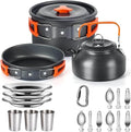 Compatible for Camping Cooking Set Cookware Travel Tableware Outdoor Picnic Teapot for 2-3 Peaple Non-Stick Pots Assorted Sets