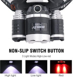 BORUIT RJ-3000 Headlamp with Red Light, 3 Modes Super Bright LED Head Lamps, USB C Rechargeabe, IPX4 Waterproof Headlight for Adults Hunting Fishing Camping