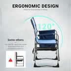Overmont 2PCS Oversized Lightweight Camping Chair - Portable Comfortable Heavy Duty Foldable Directors Chairs with Side Table & Cooler Bag for Outside Camp Beach Picnic Lawn and Fishing Support 400lbs