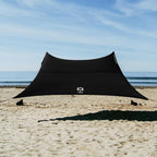 Neso Gigante Portable Beach Tent Sun Shelter - Lightweight Beach Shade Canopy - Easy Setup for Family Outings - Patented Reinforced Corners - UPF 50+ Sun Protection - 8ft Tall, 11 x 11ft - Black