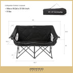 ARROWHEAD OUTDOOR Portable Folding Double Duo Camping Chair Loveseat w/ 2 Cup & Wine Glass Holder, Carrying Bag, Supports up to 500lbs