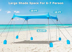 Gorich Beach Tent Sun Shelter with 8 Sandbags, UPF50+ Protection & Windproof Pop Up Beach Canopy Tent Sun Shade for Family, Travel & Camping, Easy Setup Canopy Umbrella