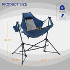 LET'S CAMP Hammock Chair Portable Camping Chair Oversized Folding Rocking Chair with Headrest and Cup Holder for Travel, Picnic, Patio, Fishing, Supports 300lbs