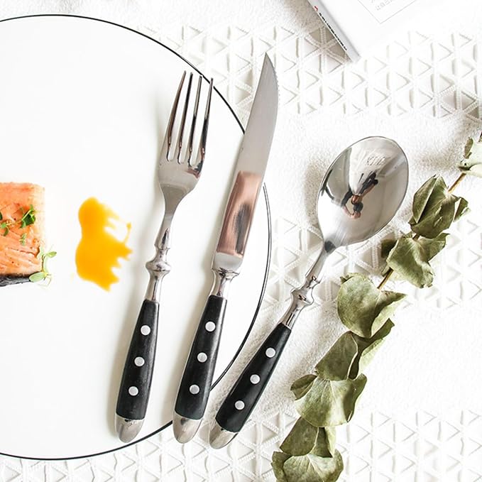 Durable Cutlery Set for 4 with Riveted Handles,Stainless Steel,Dishwasher Safe, Ideal for Camping, Hotels,Home