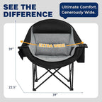 apollo walker Oversized Camping Chair - Extra Wide Heavy Duty 500lbs Camping Chairs for Adults with Cup Holder & Cooler Bag, Folding Lawn Chair for Outdoor, Beach, Park