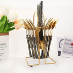 Tableware 24Piece Silver Texture Handle Dinnerwar Cutlery Set Stainless Steel Flatware Western Tableware Knife Fork Spoon Rack Silverware Dinner Servi