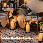 Wondise Solar Candles Outdoor Waterproof IP65 Rechargeable Solar Candles, Dusk to Dawn, Outdoor Pillar Candle for Camping Patio Porch Lanterns(2 Pack, 3" D x 8" H)