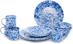 Enamelware Starter Set, 16 piece, Blue/White Splatter