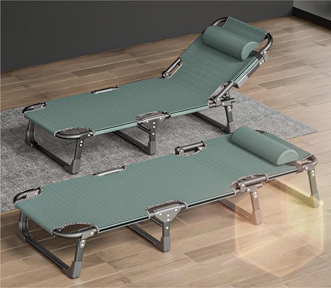 TOWINE Camping Cots for Adults Recliner Folding Bed Single Office Nap Bed Simple Multi-Functional Recliner Outdoor Leisure Nap Folding Bed Sleeping Cot for Camping Pool Beach (Color : 2, Size : F)