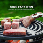 Round Mini Hibachi Grill Outdoor, Portable Small Charcoal Camping Barbecue Grill, 100% Cast Iron, Durable - Coal Door, Draft Door, Ideal for 2 People