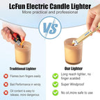 LcFun 3 Pack Candle Lighter Electric USB Rechargeable Plasma Arc Lighter with Safety Lock, Windproof Flameless Long Matches for Candle, Grill, BBQ, Camping, Gas Stoves (Gold,Pink,Silver)