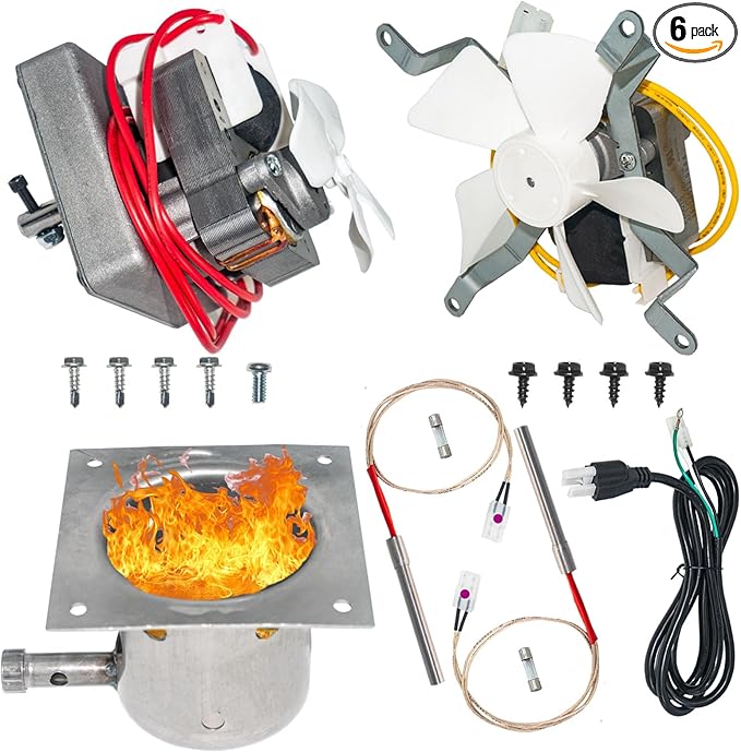 Complete Grill Upgrade Kit - 2.0 Auger Motor, Induction Fan, Fire Burn Pot, Hot Rod Ignitor & Power Cord-Compatible with Traeger, Pit Boss, Camp Chef, Z Grills & More Wood Pellet Grills