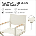 Grand patio Extra-Wide 6-Pack Directors Chairs, Folding Dining Chair Set of 6 with Sling and Woodgrain Armrests, Outdoor, Apricot