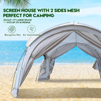 Large Beach Canopy Tent 14 X 14ft, UPF 50+ Pop Up Sun Shelter for 8-10 Person, Portable Beach Sun Shade with Side Walls for Camping, Fishing, Backyard, Fishing, Parties, Picnics
