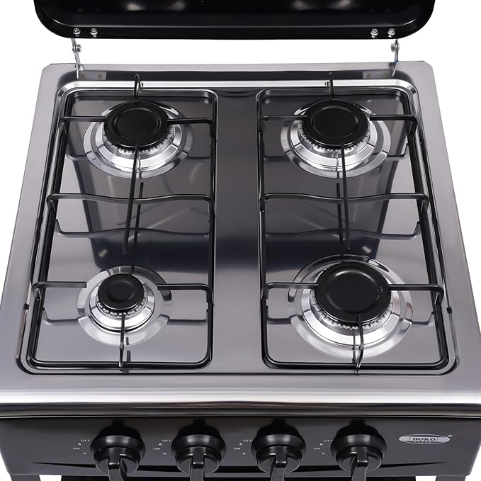 LPG/NG Gas Stove 4 Burner, Portable Natural Gas Stove Outdoor Camping BBQ Stove Gas Cooker with 2 Tier Storage Rack, for RV, Apartment, Outdoor Cooking (Black, 4-Burner)