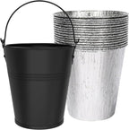Drip Bucket and 15-Pack Disposable Foil Liners for Oklahoma Joe's, Traeger, Pit-Boss, Z Grill, Camp Chef, Grill Grease Liner Fits Most Offset Smoker, Rec Tec Pellet Grill Bucket, Black