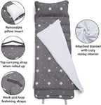 Delta Children Nap Mat - Includes Pillow & Blanket for Toddlers and Kids; Features Carry Handle w/Strap Closure and Name Tag; Rollup Design is Ideal for Preschool and Daycare; Personalization Optional