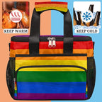 Insulated Lunch Bag Rainbow LGBTQ Pride Adult Large Reusable Lunch Box Leakproof Cooler Tote Bag Lunchbox Freezable Lunch Bag with Adjustable Strap for Women Men Picnic Work Beach