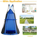 Costzon 2 in 1 Kids Detachable Hanging Chair Swing Tent Set, Hammock Nest Pod Hanging Swing Seat for Boys/Girls, Children Outdoor Indoor Swing Play House with Play Tent, Max Capacity 330 LBS (Blue)