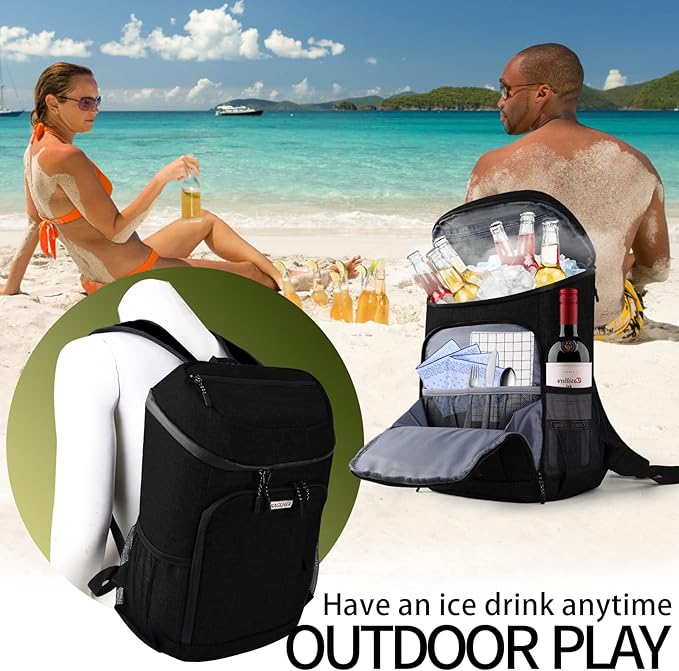 BAGLHER Lightweight Insulated Cooler Backpack - 30 Cans, Leak-Proof for Lunch, Picnic, Hiking, Camping Trips