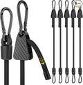 Bungee Cords, Adjustable Bungee Cord with Carabiner Hooks Heavy Duty Outdoor 48 inch Long, Adjust Length Black Elastic Ropes Tie Downs Cable with Clips On Both Ends for Trucks Bike Rack Tarps, 6 Pack