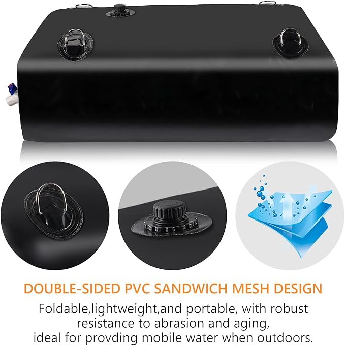 Water Storage Bladder, Water Tank 89 Gallon Foldable Portable Water Storage, Large Water Storage Containers with 3/4" PVC Spigot and Overflow Kit for Camping, Garden, Emergency Water Storage