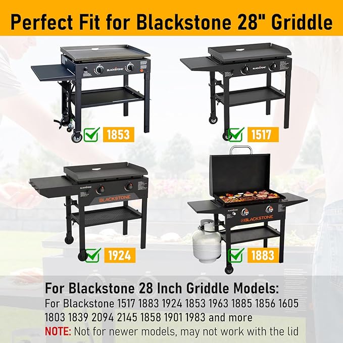 Griddle Replacement Top for Blackstone 28" Griddle 1517 1853 1883 1803 1924, Heavy Duty Steel Flat Top Griddle for Blackstone 2 Burner Gas Grill with Rear Grease System