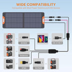 100W Portable Solar Panel with 5-in-1 Cable,23.5% Efficiency Mono Foldable Solar Charger for Jackery 300/Ecoflow River/Anker Solix,IP67 Waterproof Offgrid Power for Camping RV Battery Backup